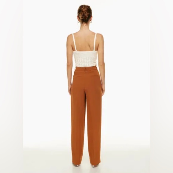 Aritzia Wilfred Effortless Crepe Pleated Pants - Anise Brown - Size 6 Short - Picture 5 of 14